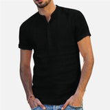 Shirt Men Casual Short Sleeved Buttons Up