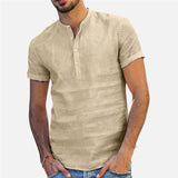 Shirt Men Casual Short Sleeved Buttons Up