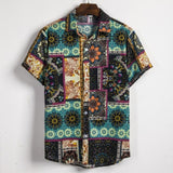 Summer Man Shirt Mens Ethnic Printed